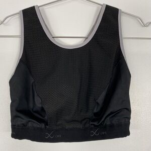 CW-X Sports Bra Womens Small Black High Impact Mesh Back Closure Running Active